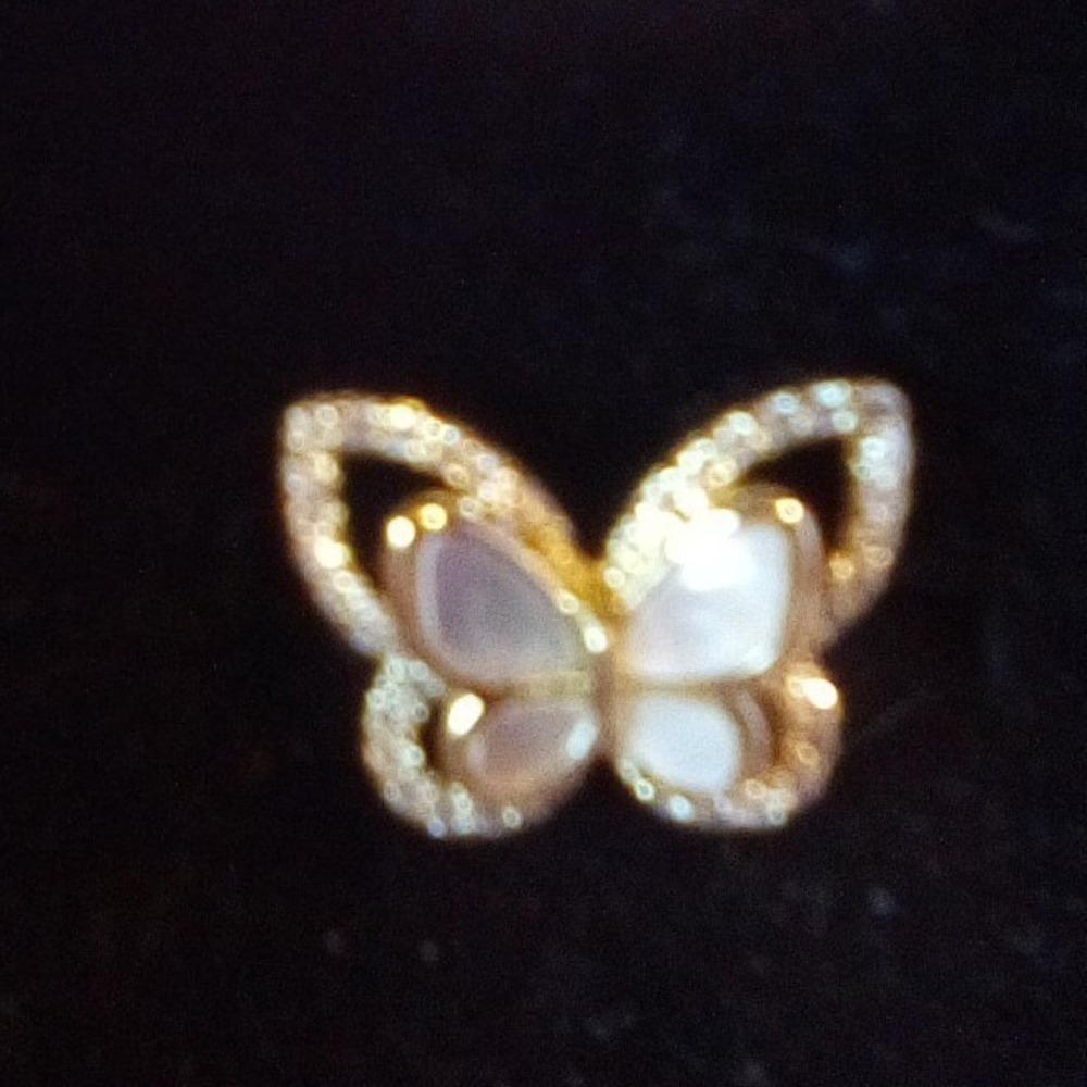 Charter Club Gold Plated Cubic Zirconia Mother of Pearl Mini Butterfly Ring  (5) - Picture 8 of 10